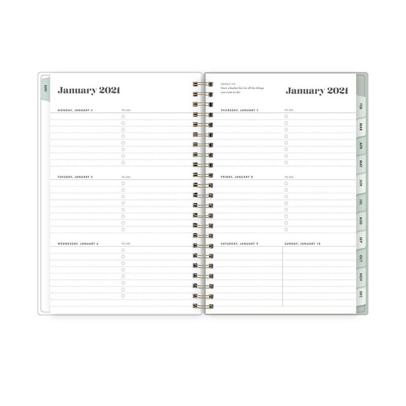 2021 The Everygirl Planner 5" x 8" Clear Plastic Cover Weekly/Monthly Wirebound Tuberose - Blue Sky