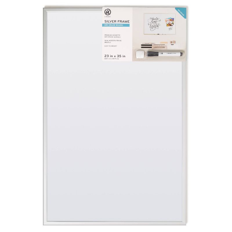 U Brands 23"x35" Magnetic Dry Erase Board Aluminium Frame with Marker