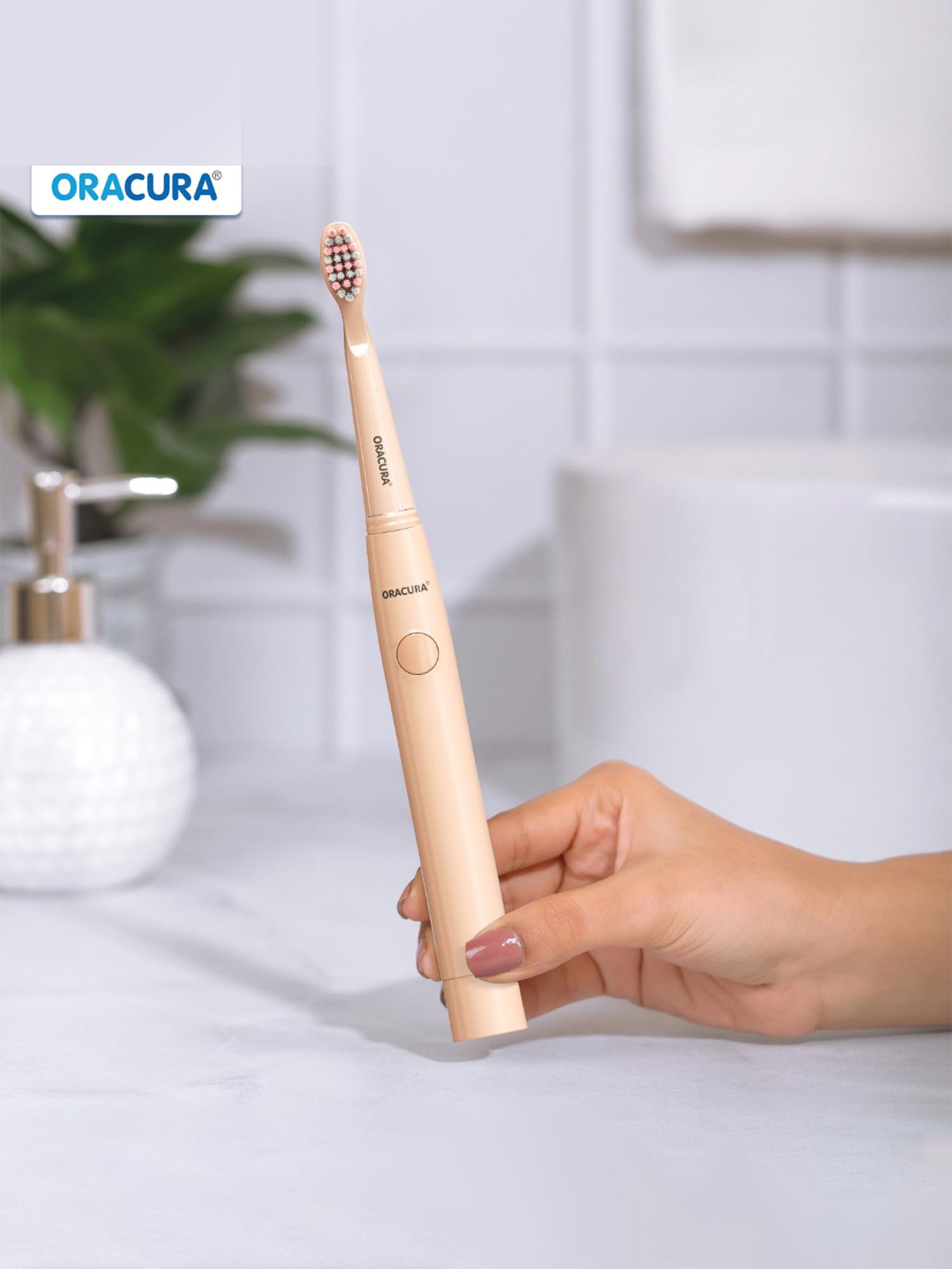 Oracura SB100 Sonic Lite Electric Battery Operated Toothbrush (Peach)
