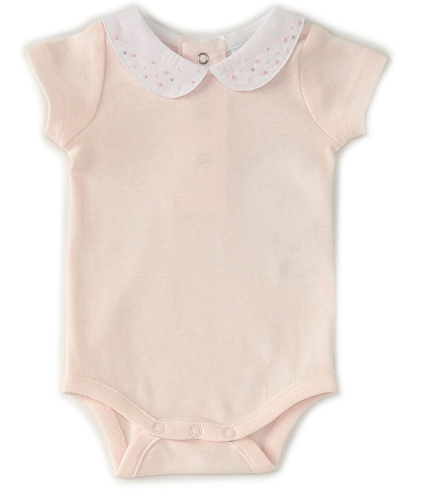 Edgehill Collection Baby Girls Newborn-6 Months Embellished Collar Bodysuit