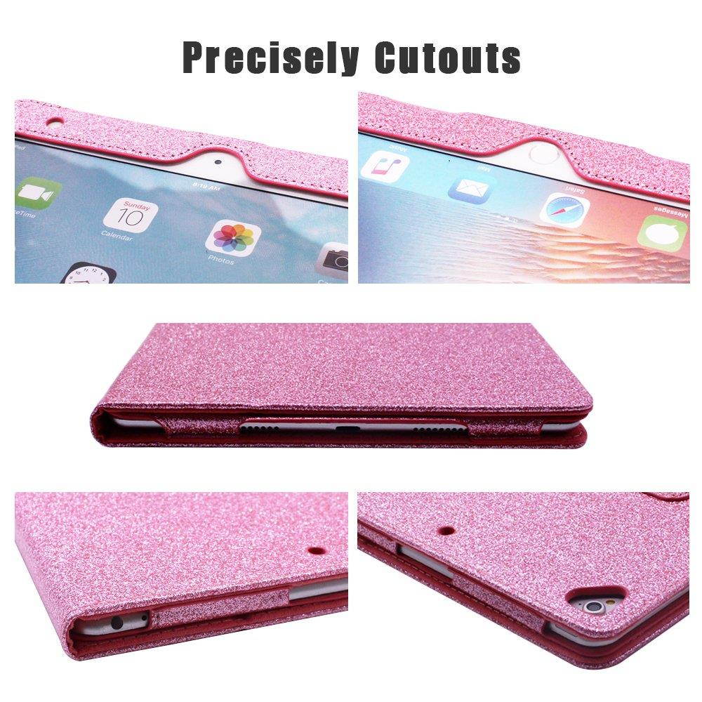 2018 NEW iPad/iPad Air/Air2/Pro 9.7 Glitter Case,FANSONG Bling Sparkle PU Leather Smart Cover [Flip Stand Function] [Auto Sleep/Wake] Universal Case for Apple iPad Air/Air2/Pro 9.7 (Bling Pink)