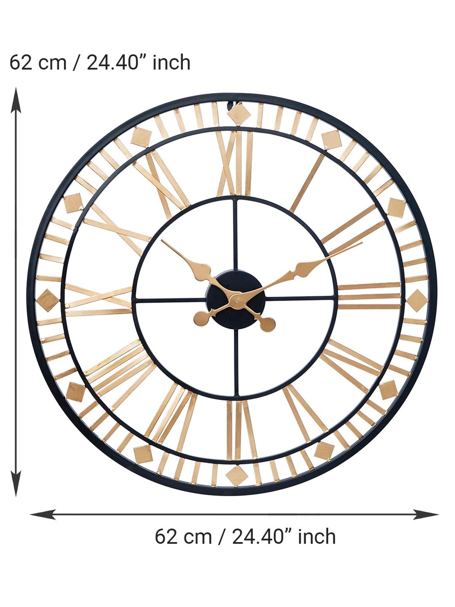 CHRONIKLE Round Black & Gold Iron Wall Clock