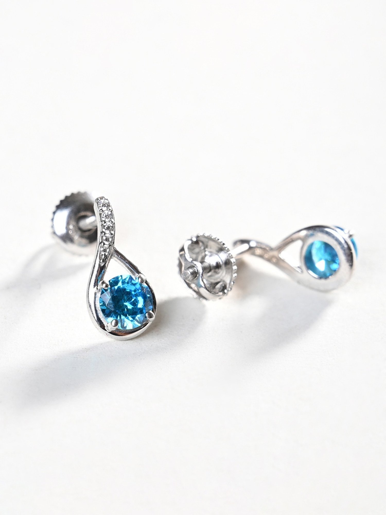 Clara 925 Silver Rhodium-Plated Swiss Zirconia Isla Stud Earrings - Set of 2