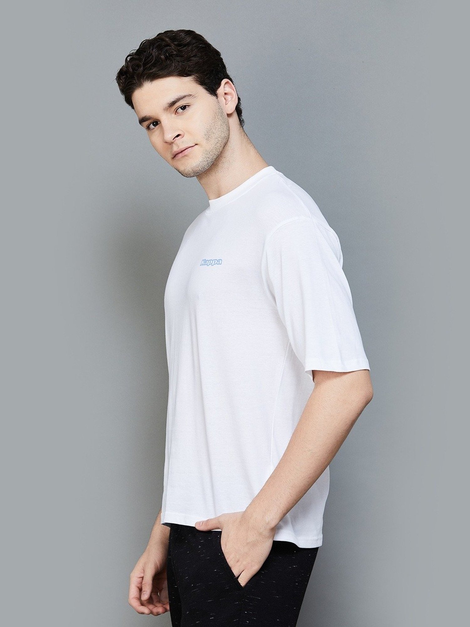KAPPA White Cotton Regular Fit Printed T-Shirt