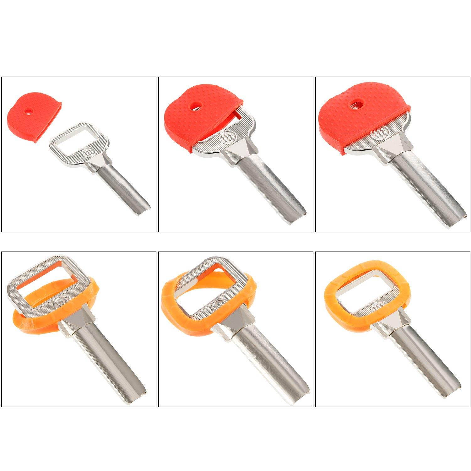 Chuangchou 64 Pieces Key Caps Covers Kit, Plastic Key Identifier Rings in 8 Different Colors with 32 Pieces Steel Key Rings for Keys Organization