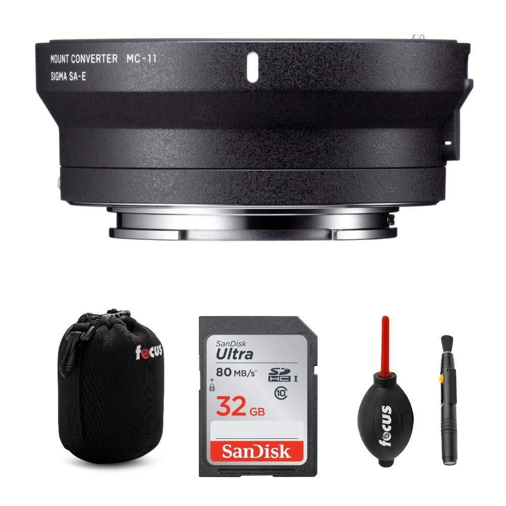 Sigma MC-11 Lens Mount Converter (Canon EF to Sony E-Mount) with SD Card Bundle