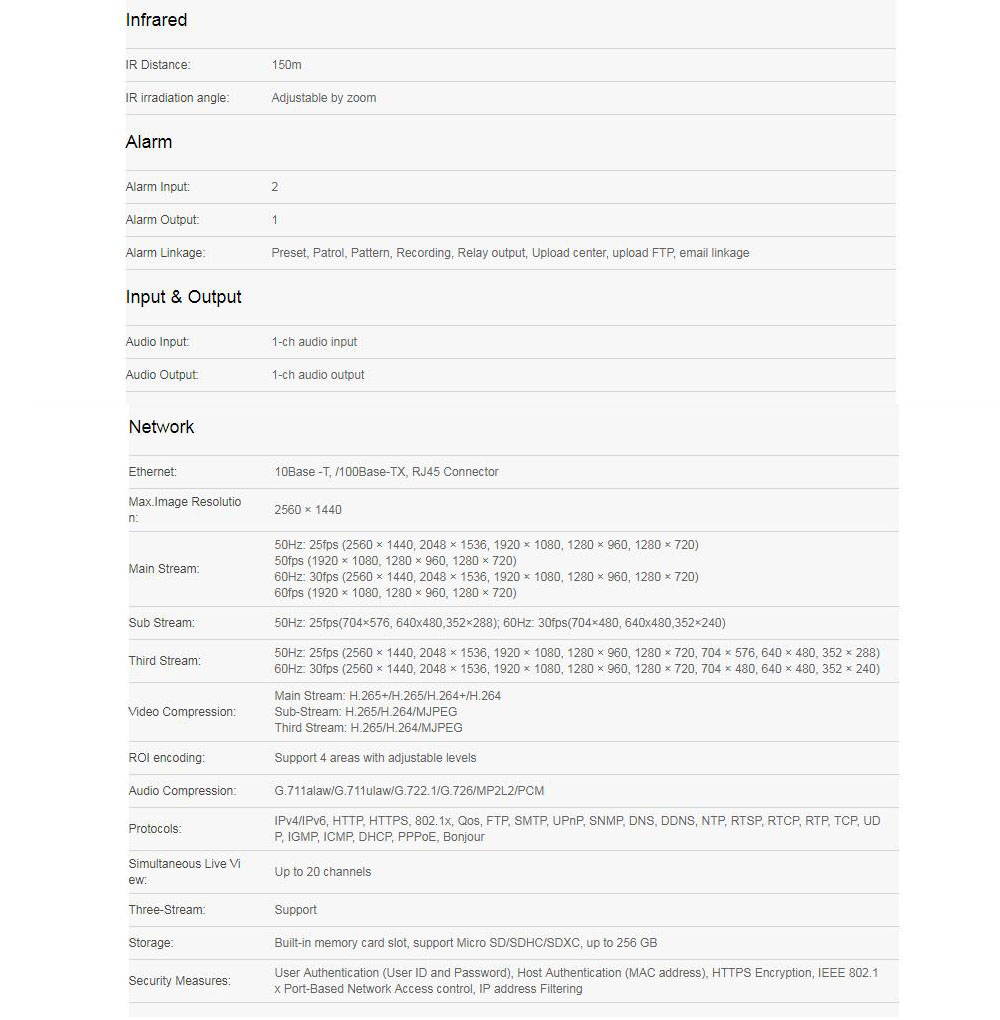 Hikvision Original DS-2DE5432IW-AE 4MP 32X ONVIF IP Network 32X Optical Zoom, Network POE  IR PTZ Camera