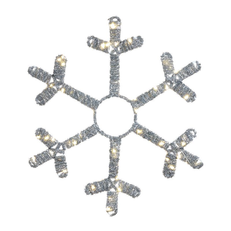 Mr. Christmas LED Lit Tinsel Snowflake Christmas Decoration 18"