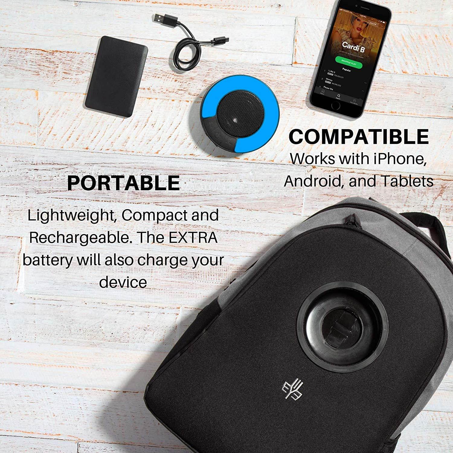 WOWmazing Backpack with Detachable Bluetooth Speaker - Water/Shock Proof Speaker Bag w/Built-in Battery Bank for iPhone & Android Phones - for School, Beach & Outdoor Parties (Gray)