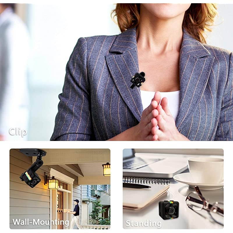 1080P HD Mini Spy CameraWireless Hidden Cop Nanny Cam As Seen On TV with 32GB MicroSD Card Class 10 Black