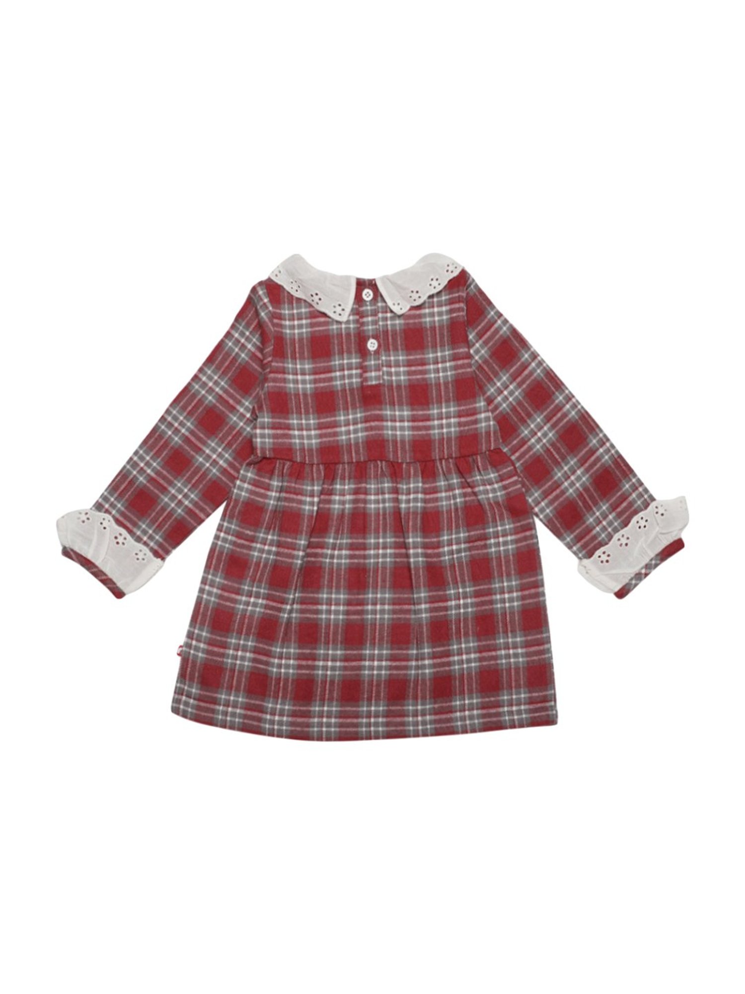 Nino Bambino Kids Red Organic Cotton Plaid Pattern Dress