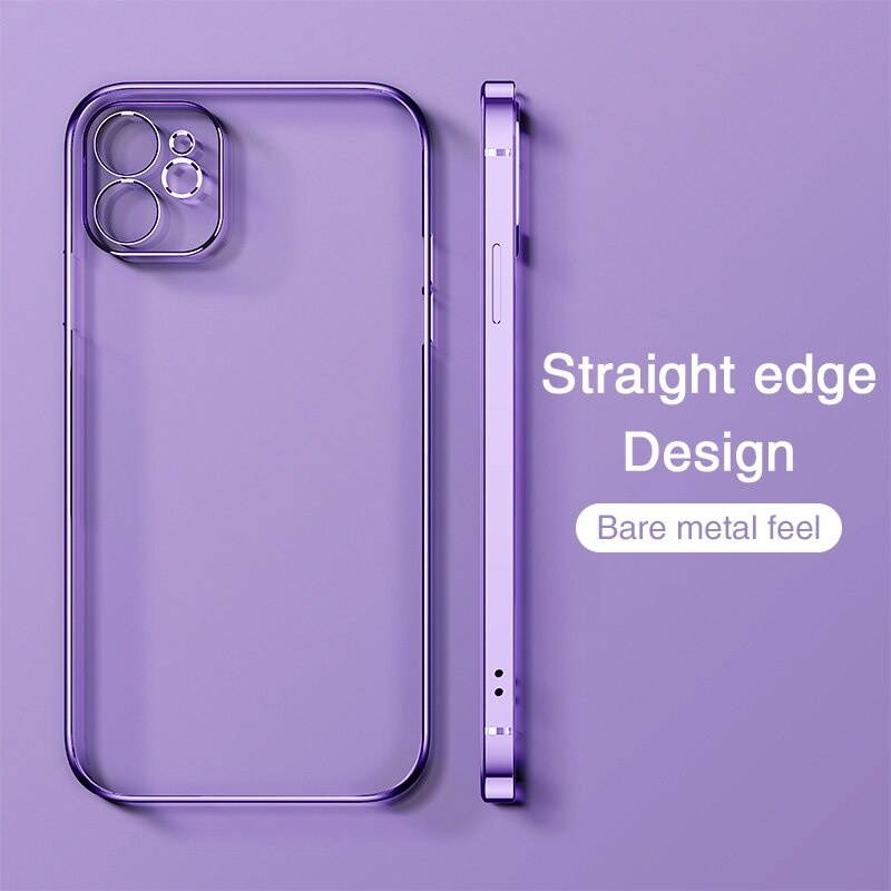 Luxury Square Frame Plating Clear Phone Case For iPhone 12 11 Pro Max Mini X XR XS 6 7 8 Plus SE Transparent Silicone Cover