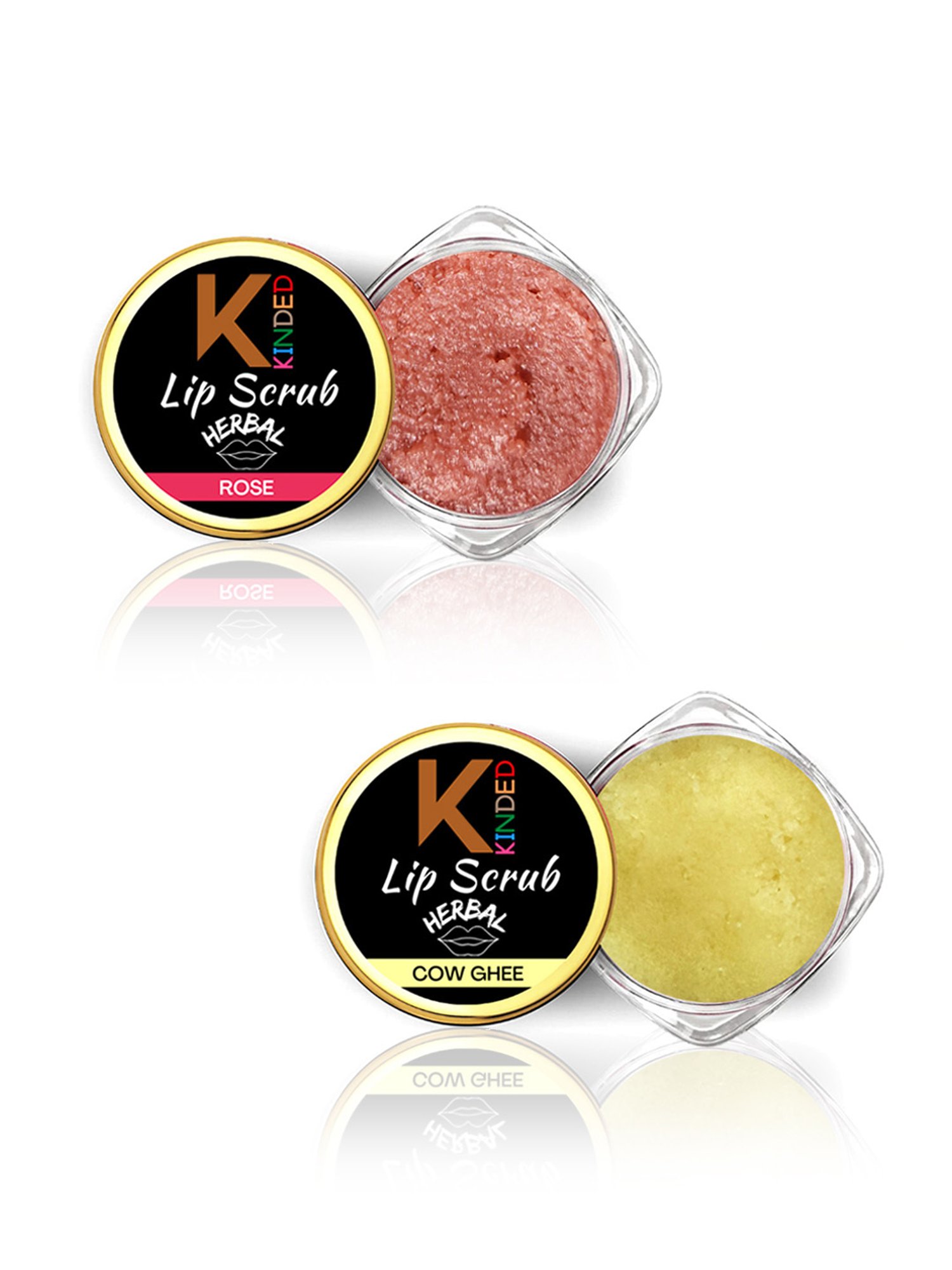 KINDED Herbal Rose & Cow Ghee Lip Scrub Combo