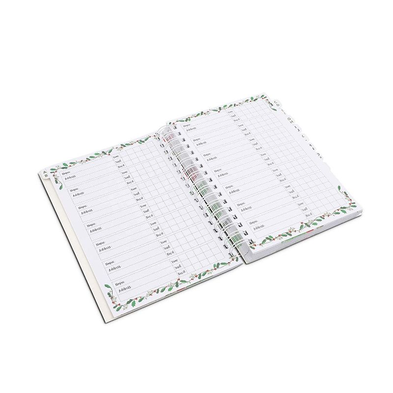 Christmas Spiral Address Card List Book with A-Z Tabs, 6.5x9"