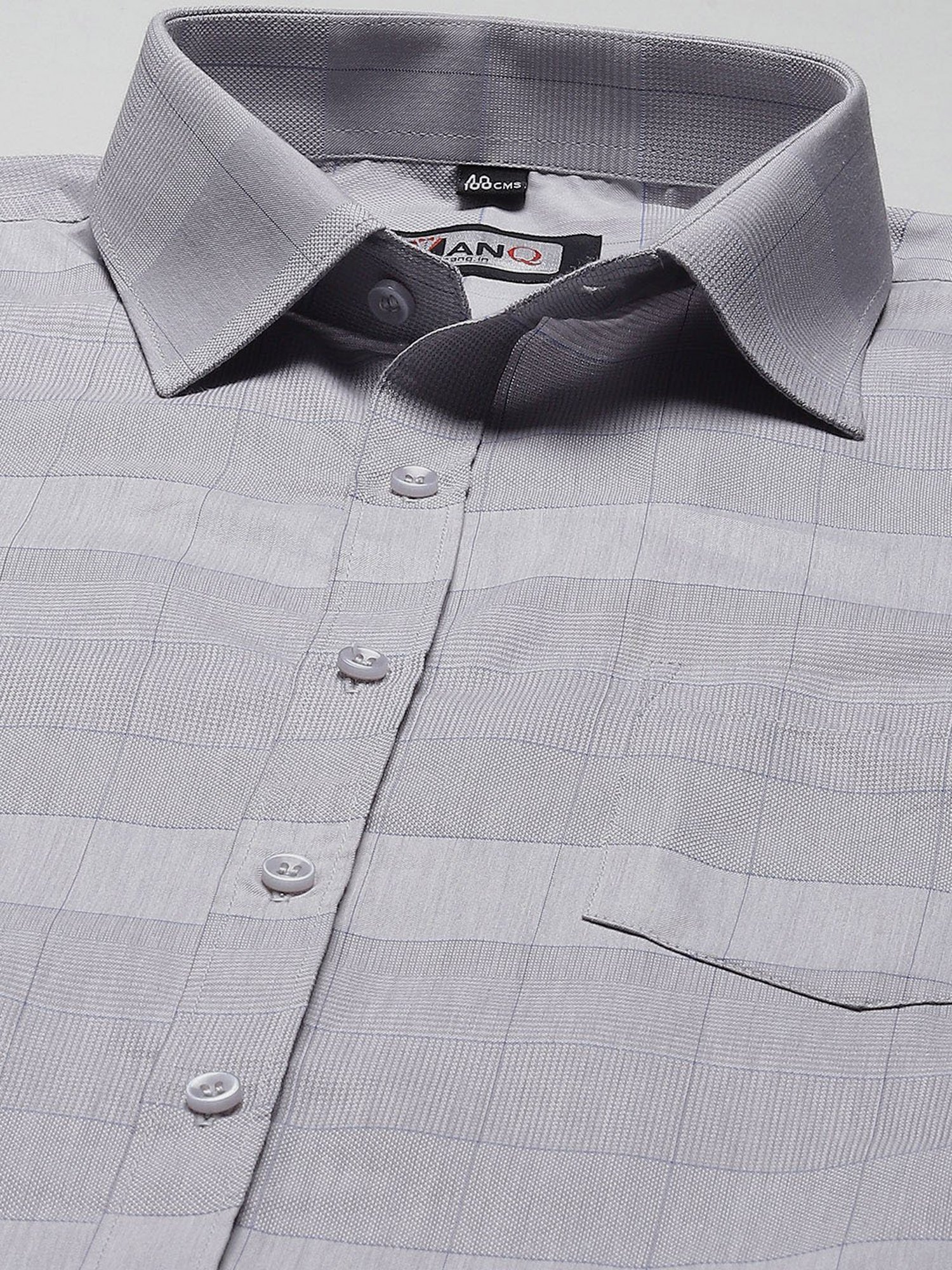 ManQ Grey Regular Fit Checks Shirt