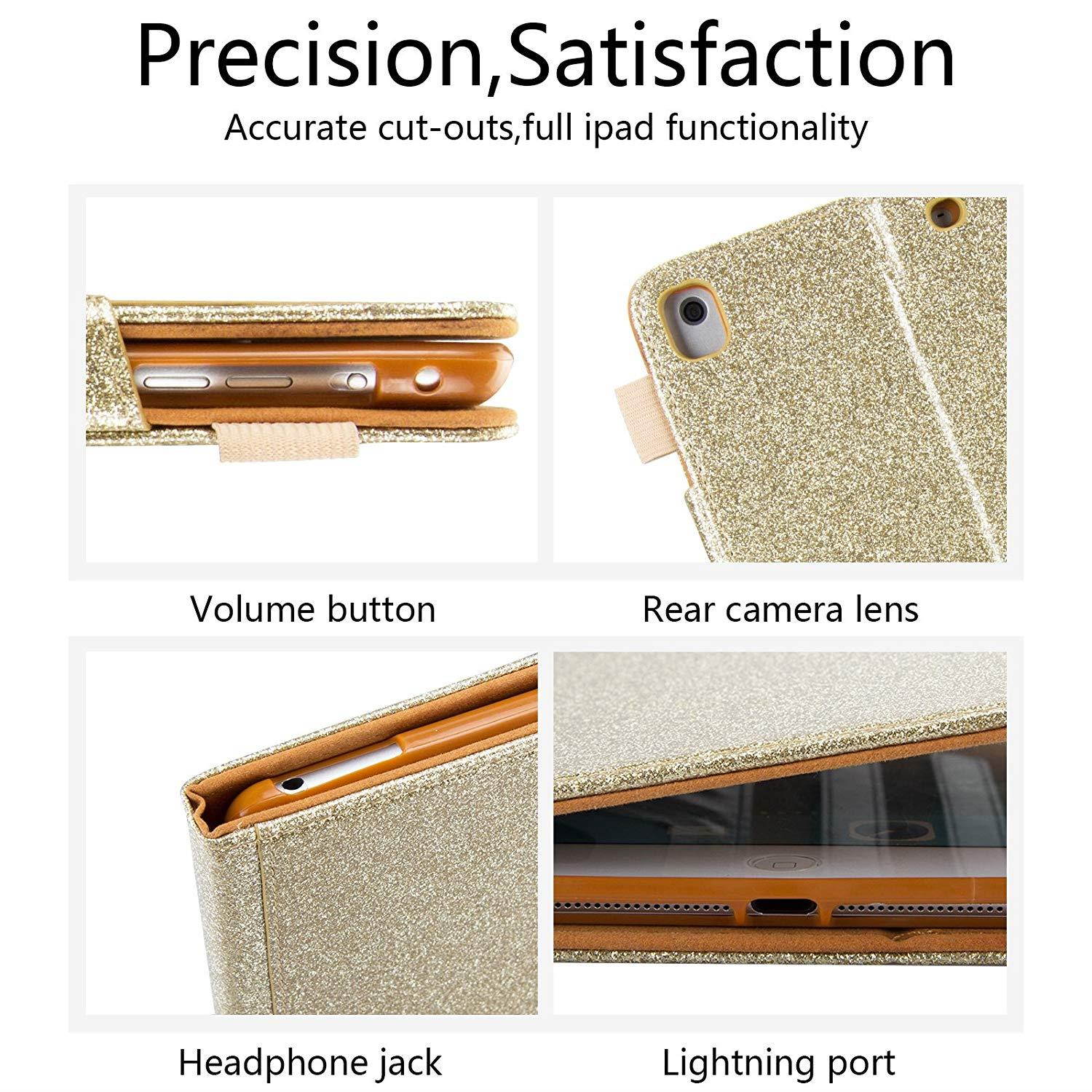 iPad 9.7 2018 2017/iPad Air 2/iPad Air Case, Dteck Multiple Viewing Angles Stand Folio Smart Case Cover with Auto Wake/Sleep Feature Protective Case for Apple iPad 6th/5th Gen, iPad Air 1/2,Gold