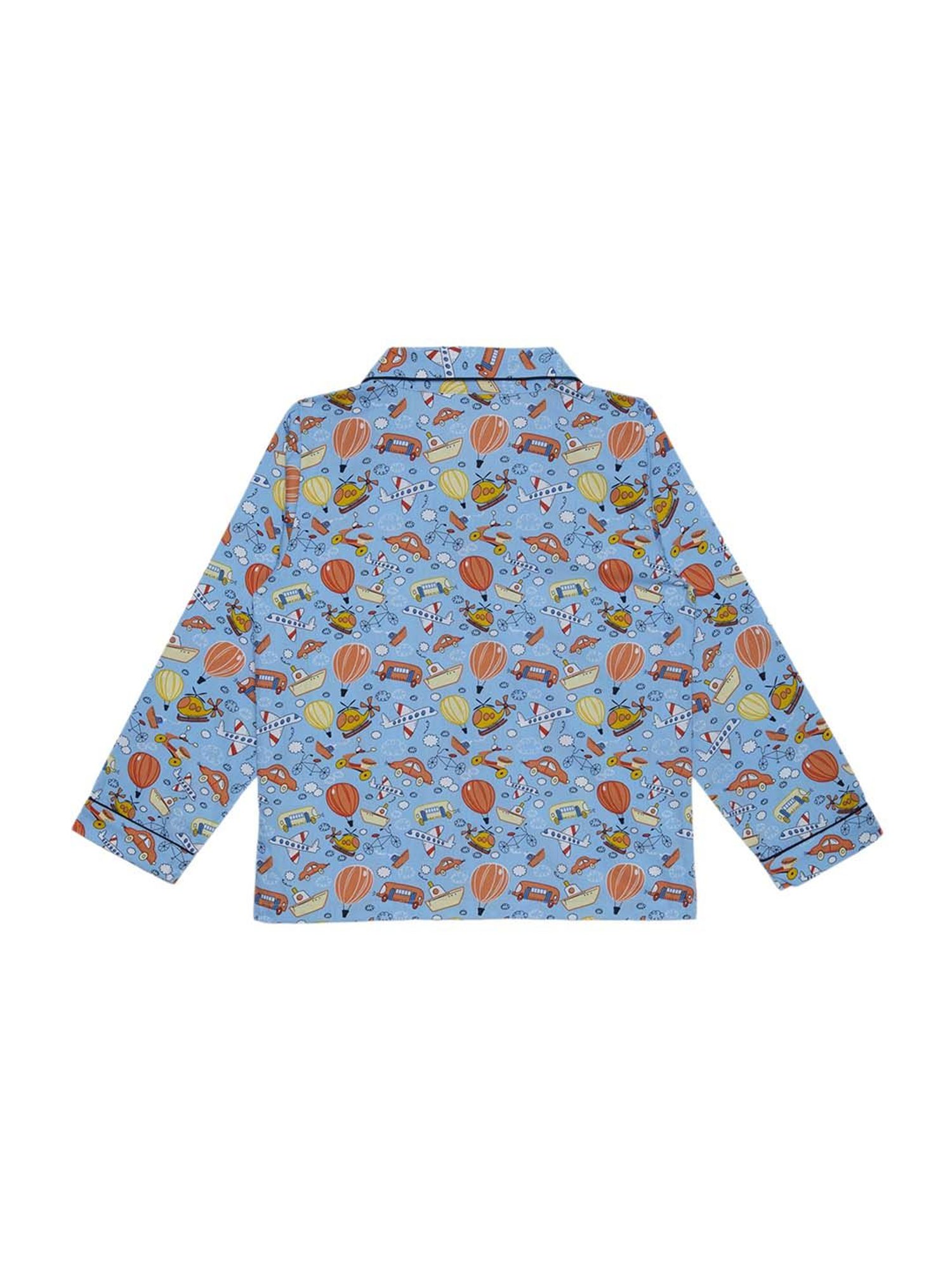 Fluffalump Boys Multicolor Cotton Printed Nightwear Top & Pants Set