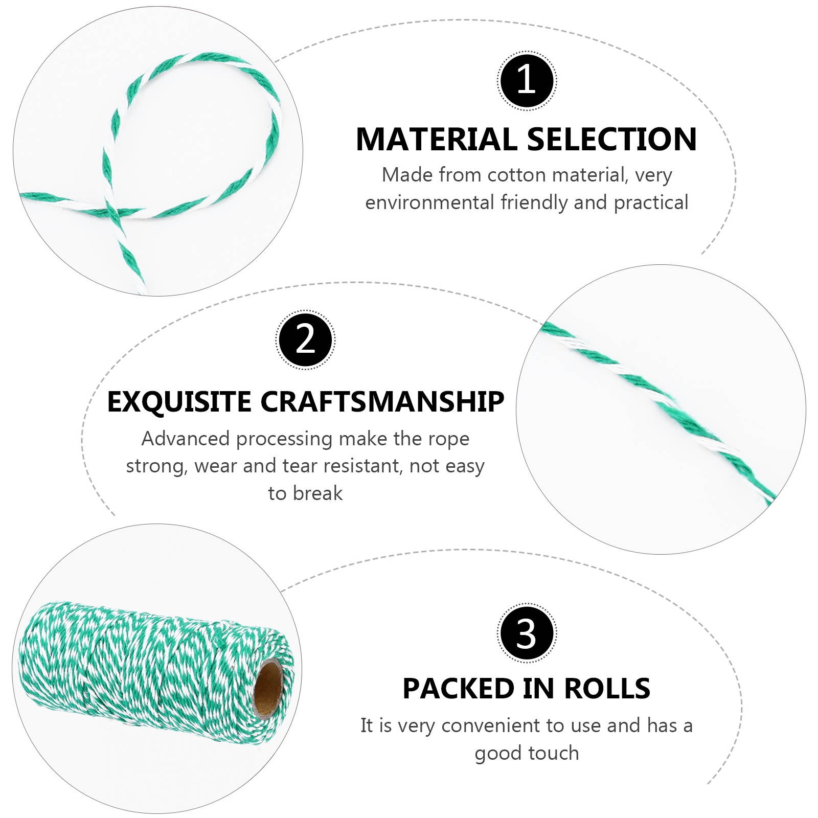 1 Roll 100m Two-color Ropes Cotton Twines Strings Cord Wrapping Gift Cotton Rope