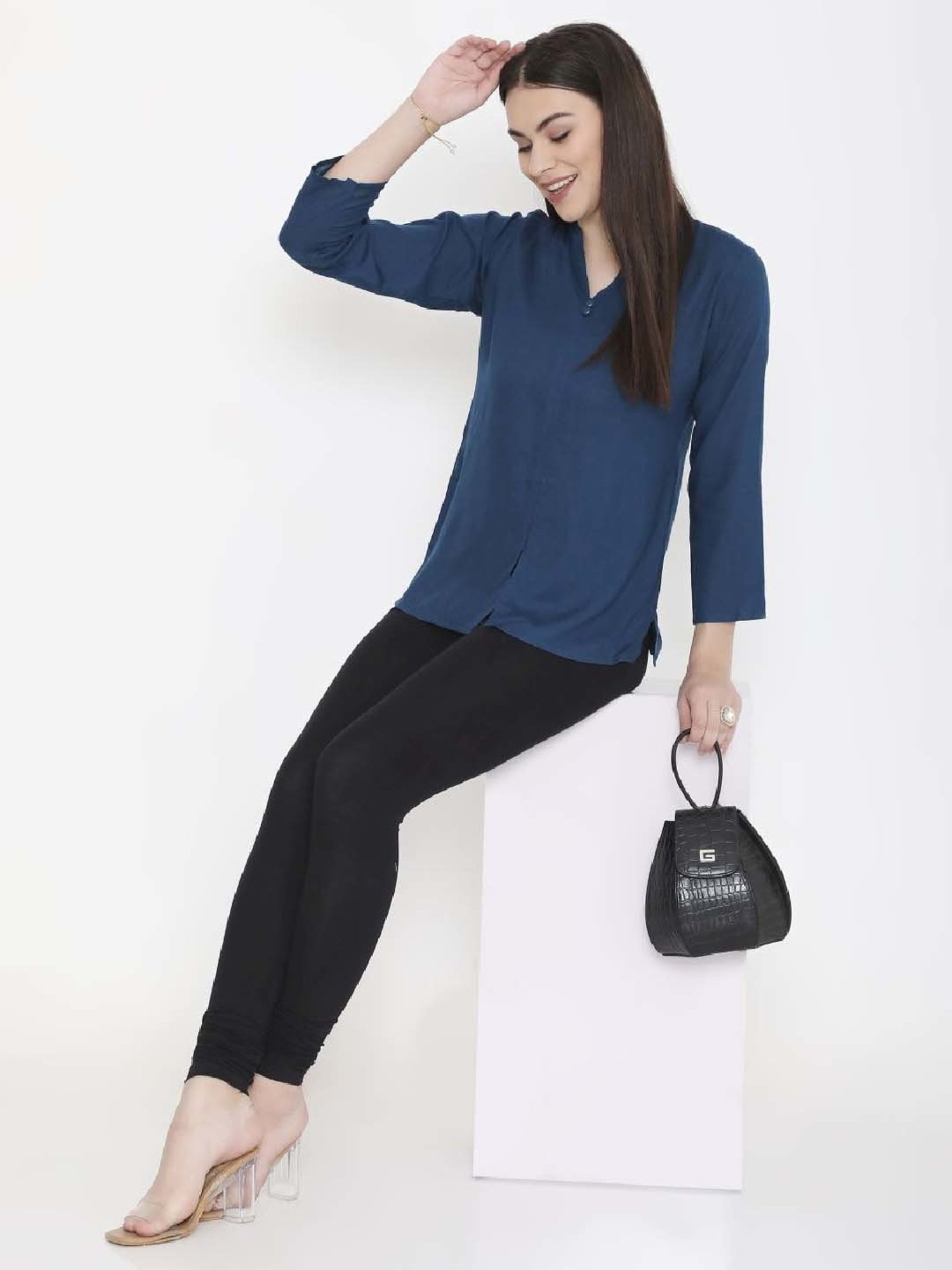 FEELINGS Black Plain Churidar Leggings