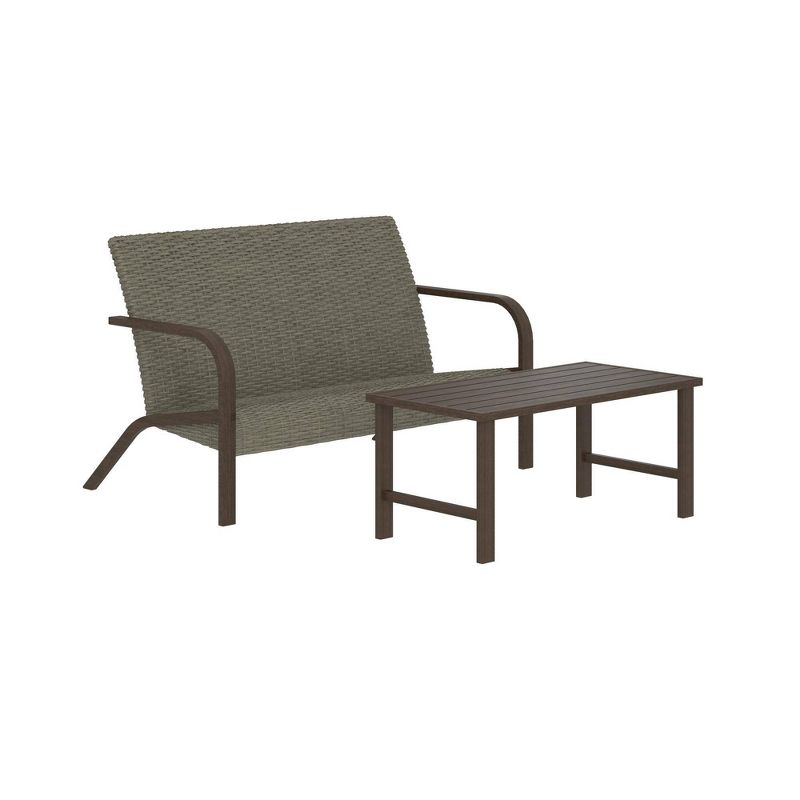 2pc SmartDry Patio Loveseat and Coffee Table Warm Gray - Room & Joy