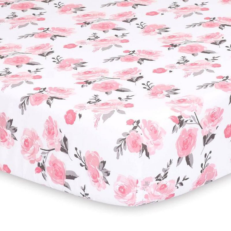 The Peanutshell Sheets Pink Roses/Floral 2pk