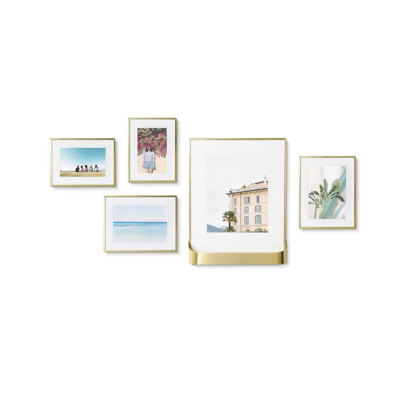 Set of 5 Matinee Multi Photo Display Frames Matte Brasss - Umbra