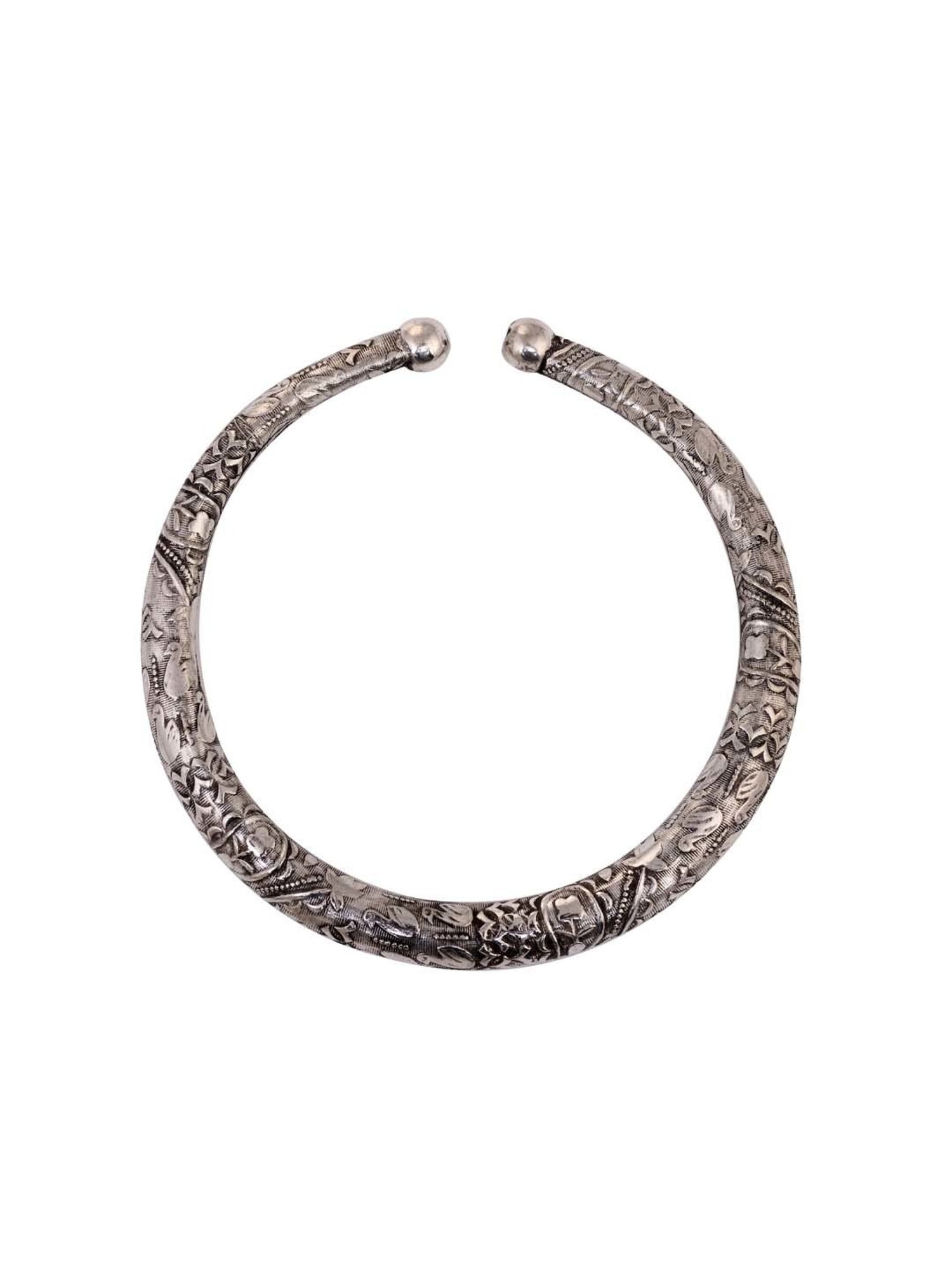 Saraf RS Jewellery Oxidized Silver-Plated Kada Payal Anklets - Set of 2