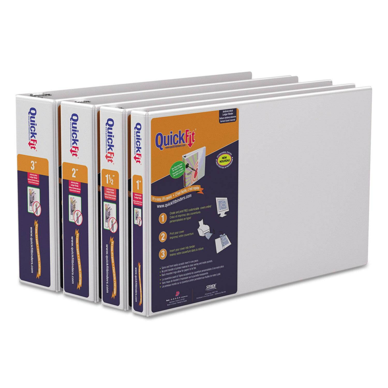 Stride QuickFit Ledger D-Ring View Binder 2" Capacity 11 x 17 White 94030