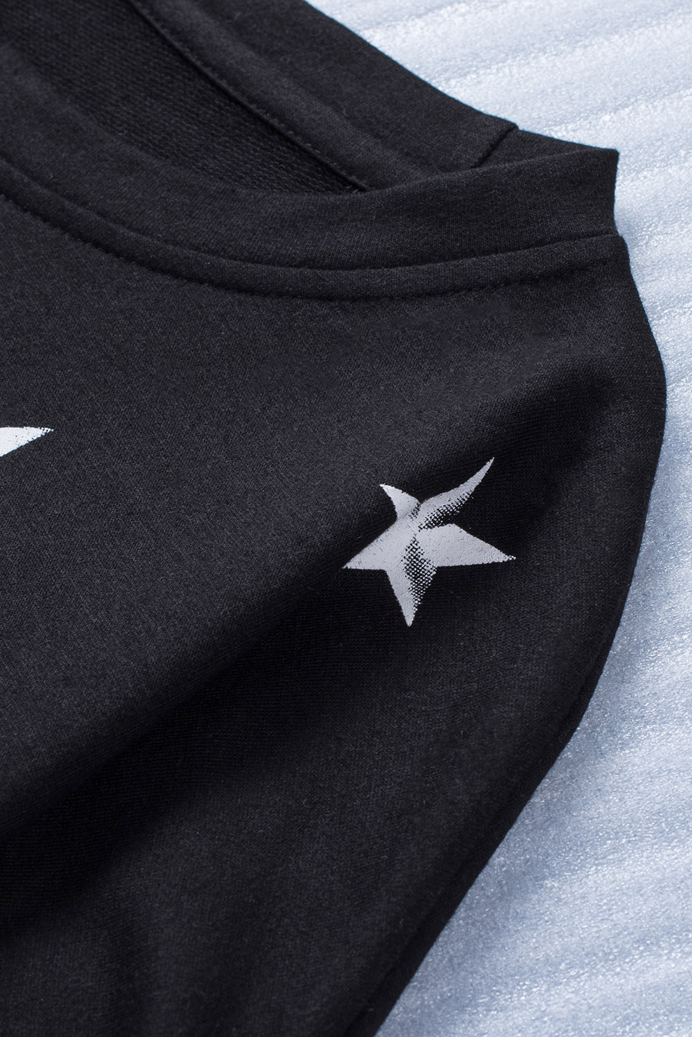 Blank Sweatshirt - Black Striped and Stars Print Long Sleeve T-Shirt Customized