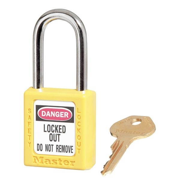 MASTER LOCK 410KAS6YLW Lockout Padlock,KA,Yellow,1-3/4"H,PK6