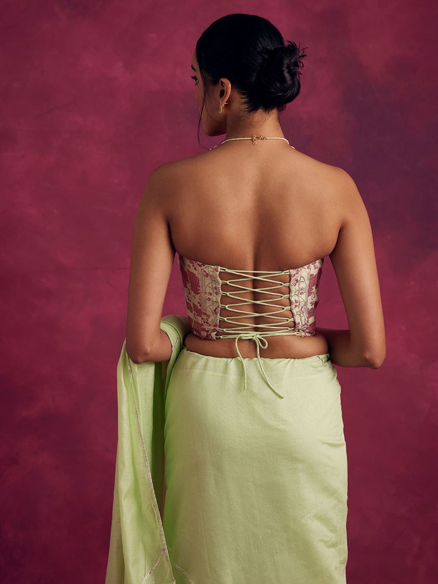 Abhishti Green Woven Blouse