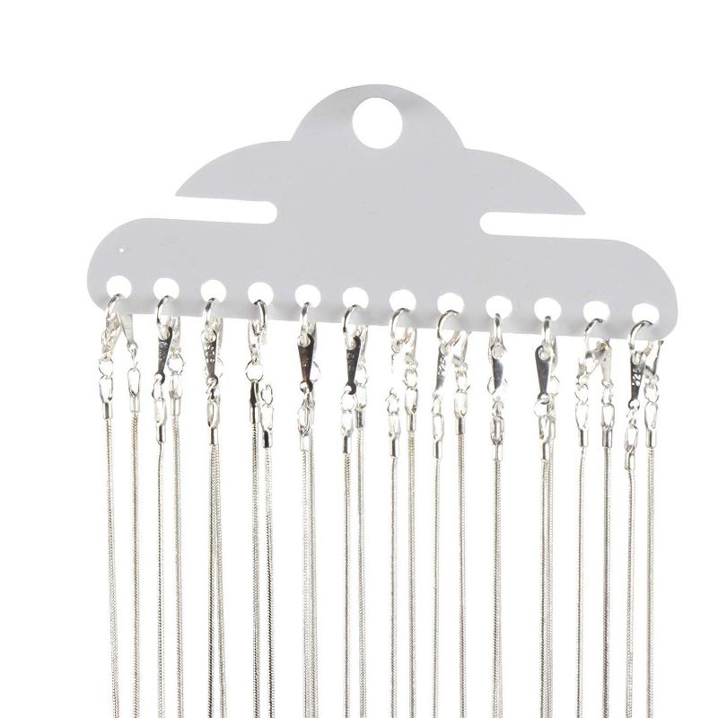 Genie Crafts 24 Pack Silver Snake Chain Necklace with Lobster Clasp for Jewelry Making, 16.5" x 0.05"