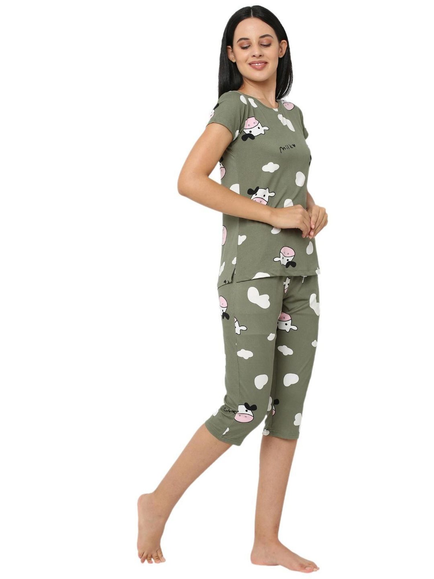 Sweet Dreams Olive Printed Capri Set
