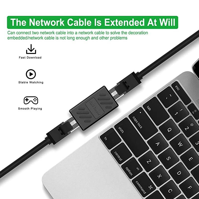 Ethernet Coupler Network Coupler for Cat7Cat6Cat5ecat5 Ethernet Cable Extender Connector Female Black 5 Packs