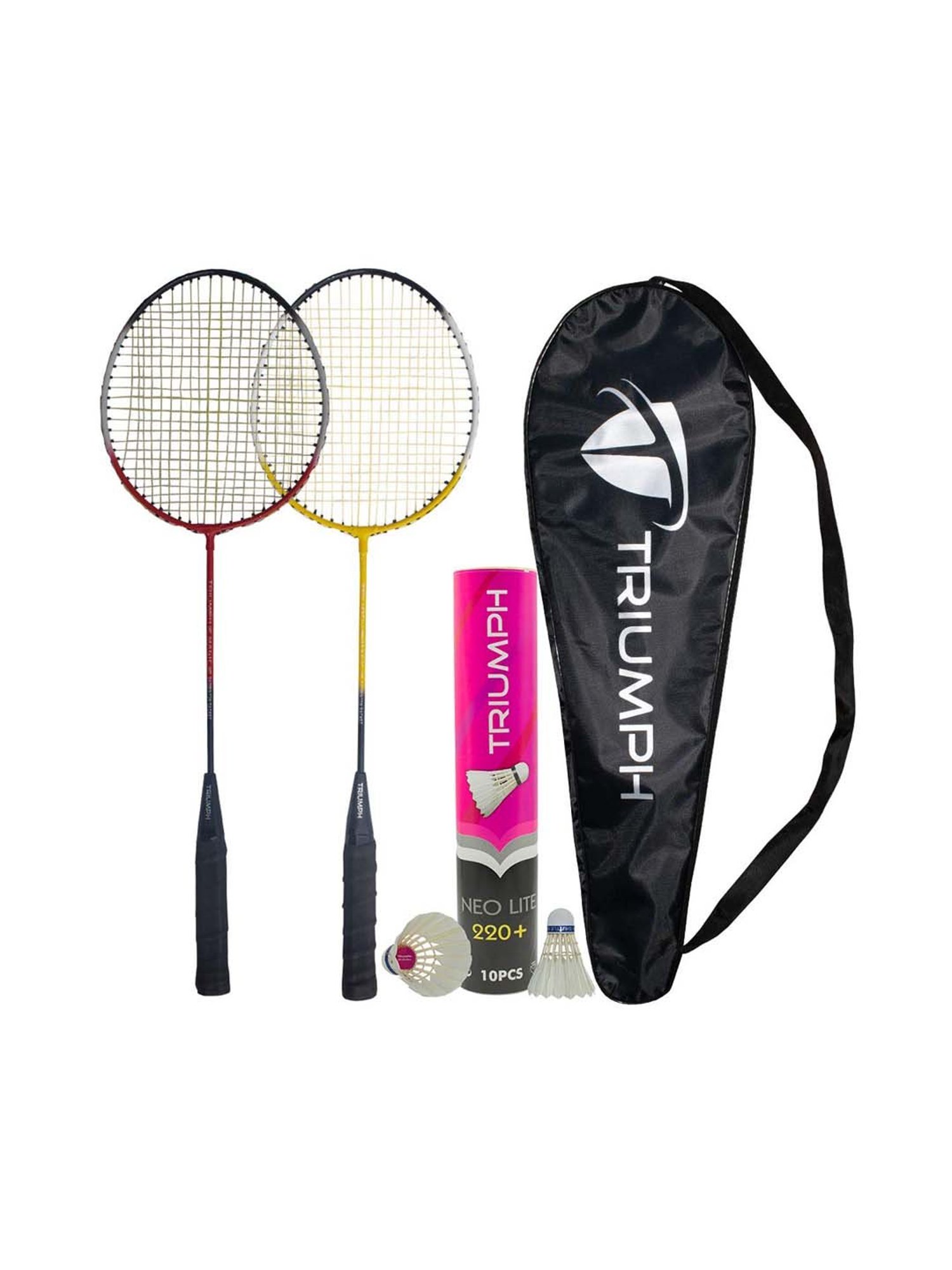 Triumph Multicolored Badminton Racquets with Shuttlecock for Adults (Set of 2)