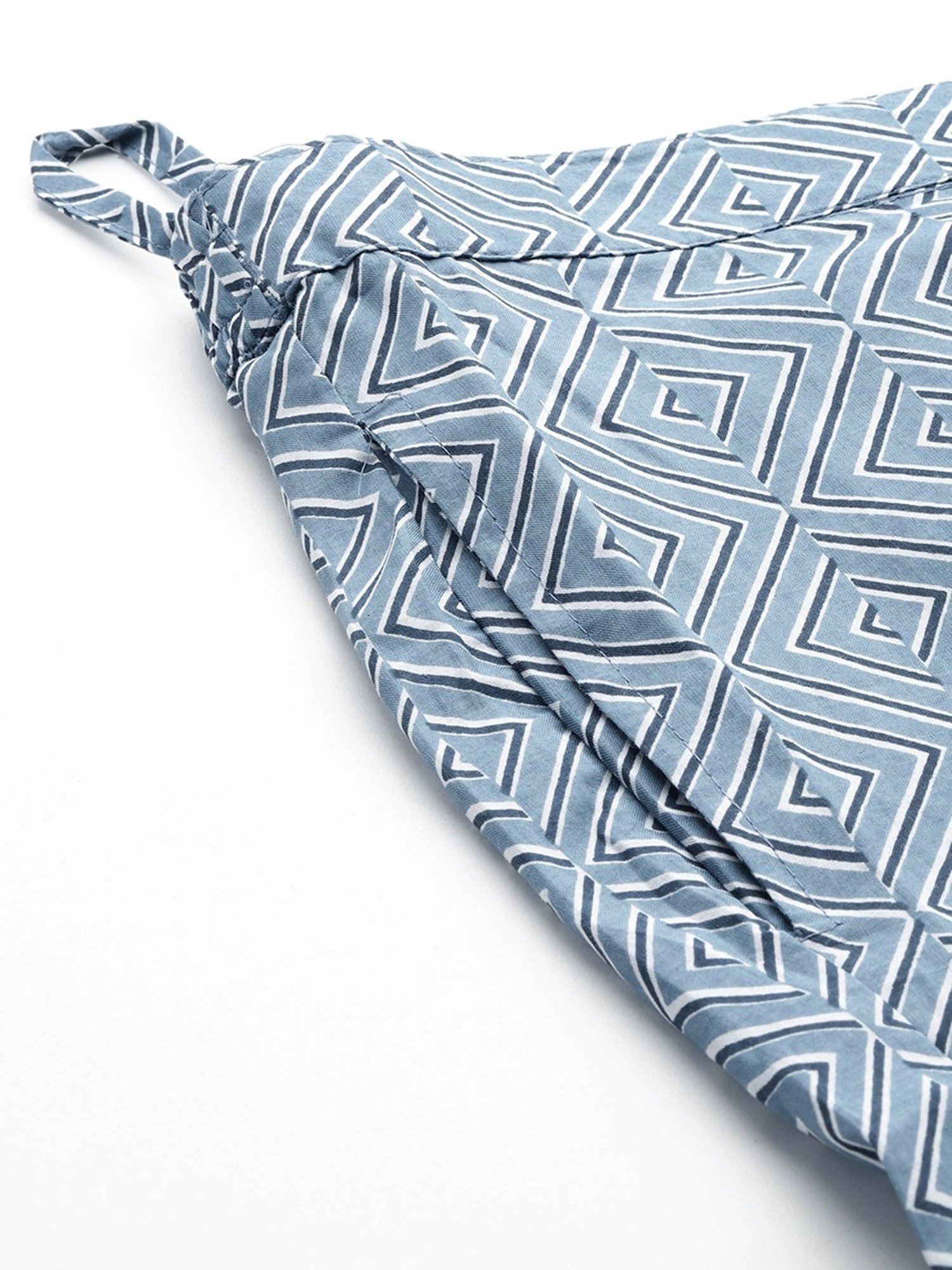 Yufta Grey Cotton Printed Tunic Pant Set