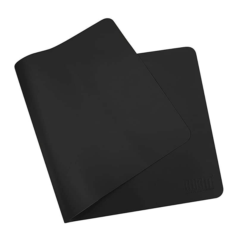 PU Leather Double Sided Desk Pad Computer Mat Desk Writing Mat for Office and Home,Ultra Thin 2mm - 31.5"x15.8" (Black)