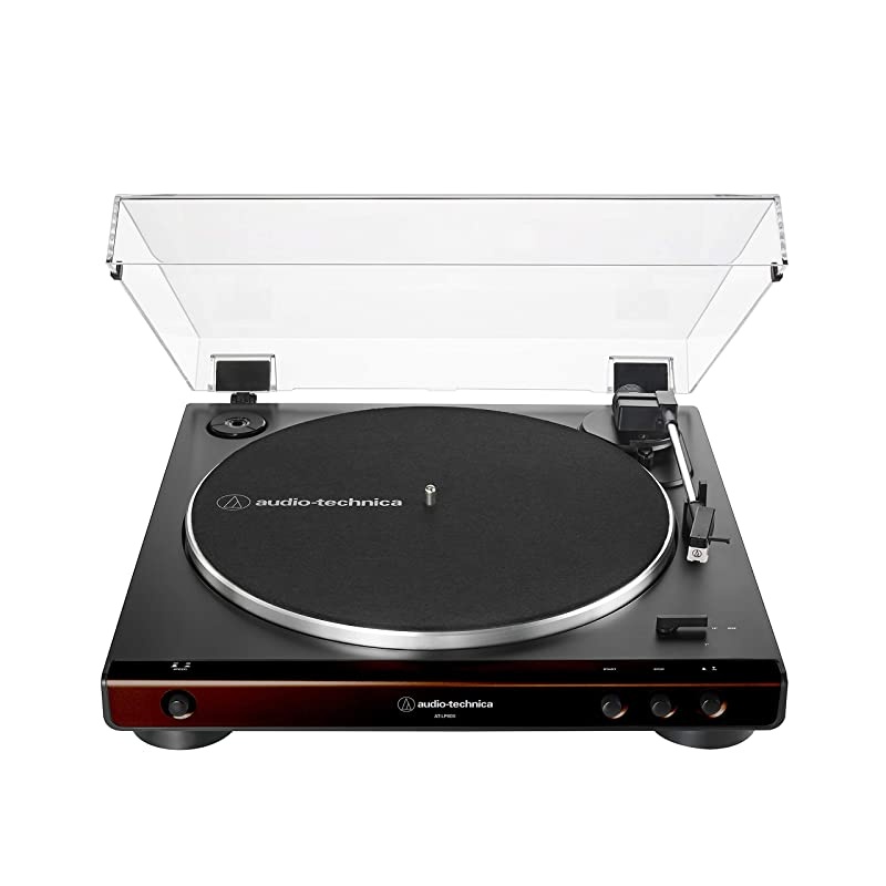 AtLP60XBW Fully Automatic BeltDrive Stereo Turntable HiFi 2 Speed Dust Cover AntiResonance DieCast Aluminum Platter