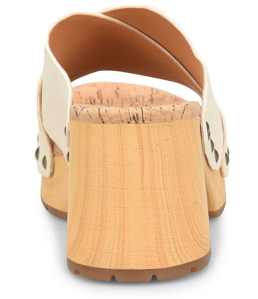 Kork-Ease Tatum Leather Wood Heel Platform Slide Sandals