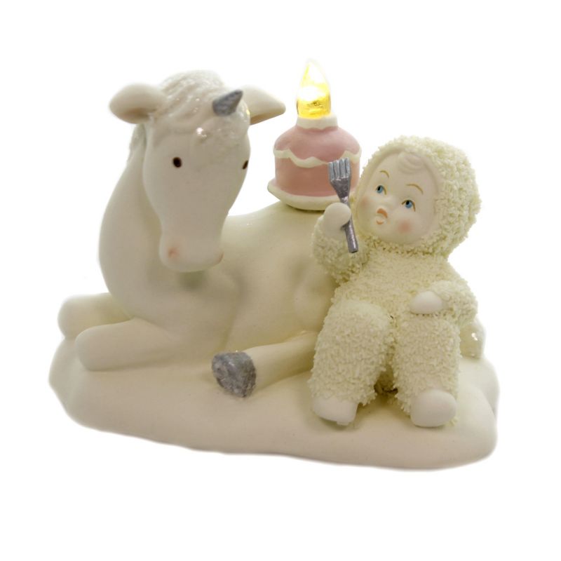 Dept 56 Snowbabies 3.5" Happy As A Unicorn Eating Cake Candle Lights Birthday  -  Decorative Figurines
