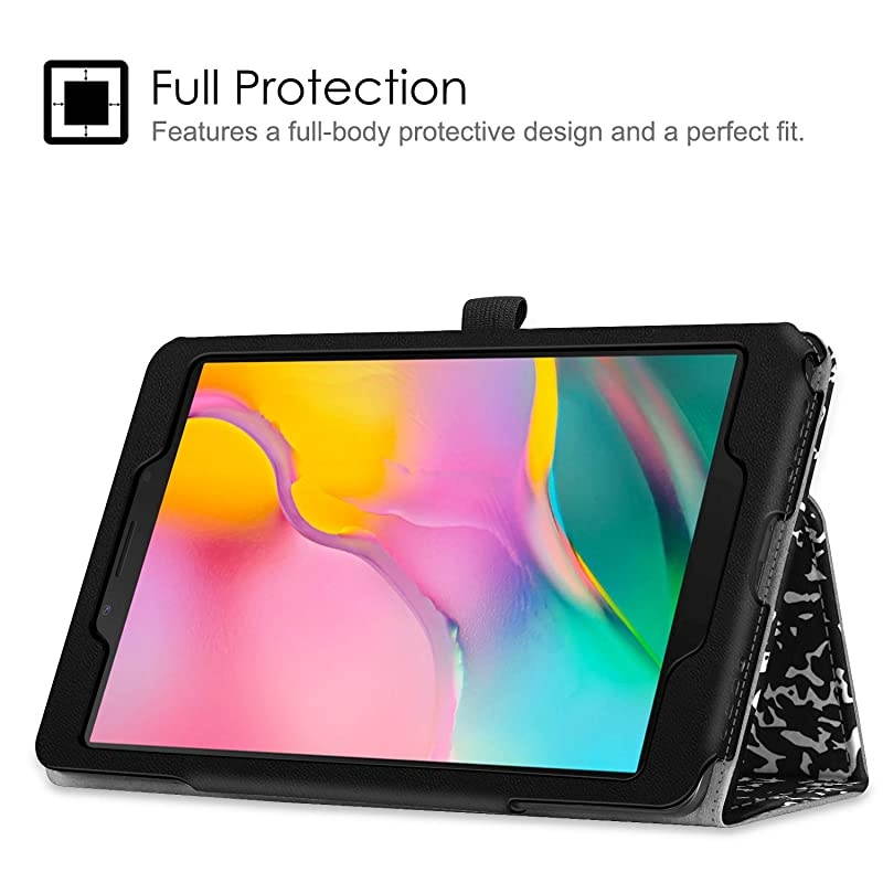Folio Case for Samsung Galaxy Tab A 80 2019 Without S Pen Model SMT290 WiFi SMT295 LTE Corner Protection Slim Fit Premium Vegan Leather Stand Cover Composition Book