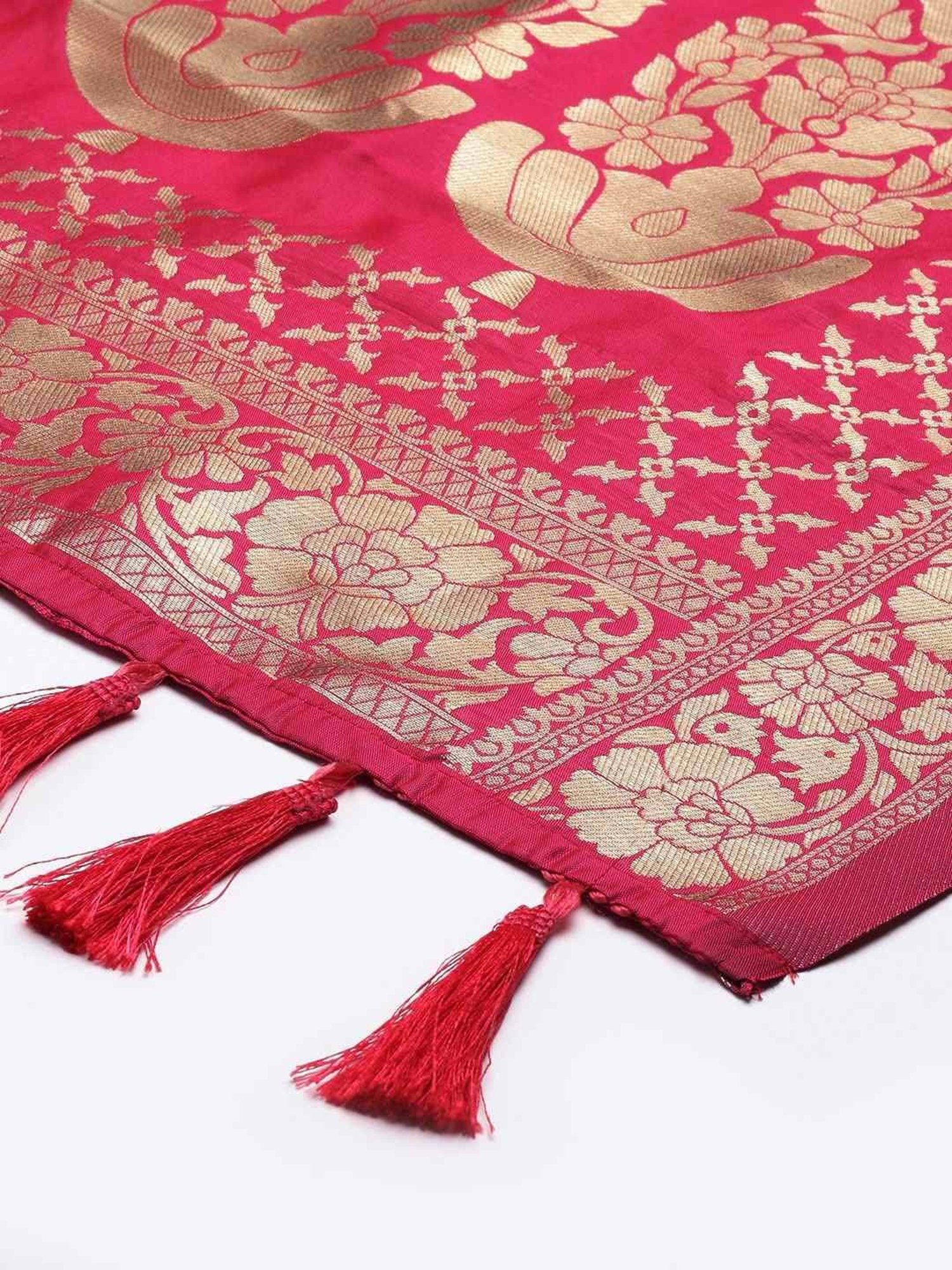 Silk Land Pink Woven Pattern Dupatta
