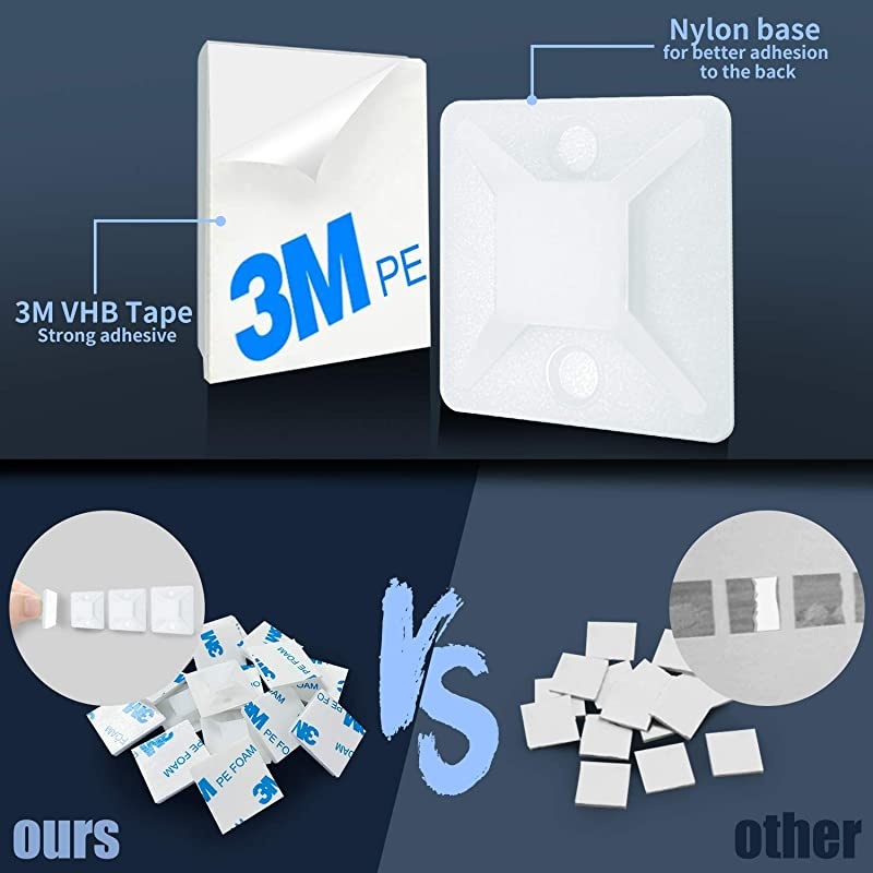 Tie MountZip Tie AdhesiveBacked Mounts stick on wire holder Screw Hole Anchor Wire Tie Base Holders