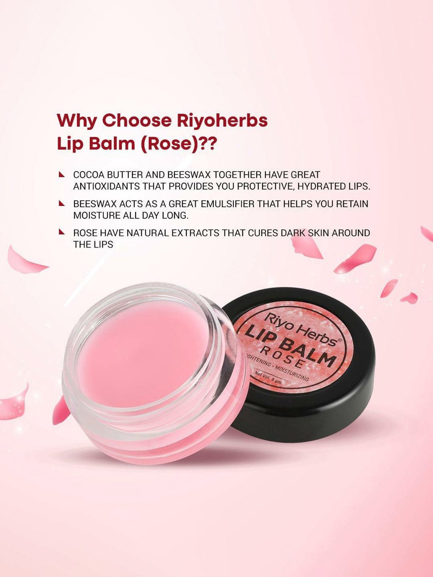 Riyo Herbs Rose Lip Balm - 6 gm