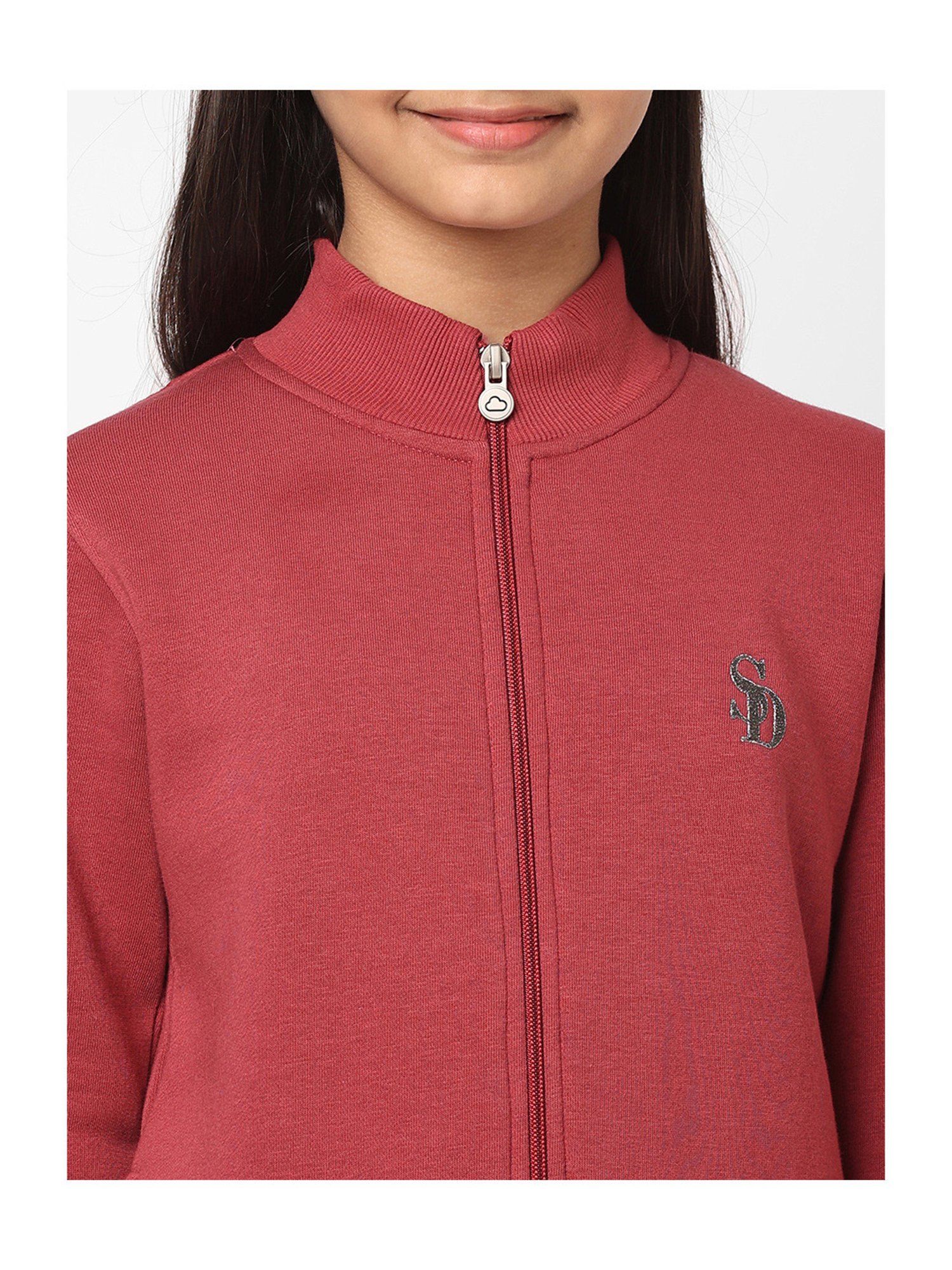 Sweet Dreams Girls Red Solid Full Sleeves Sweatshirt