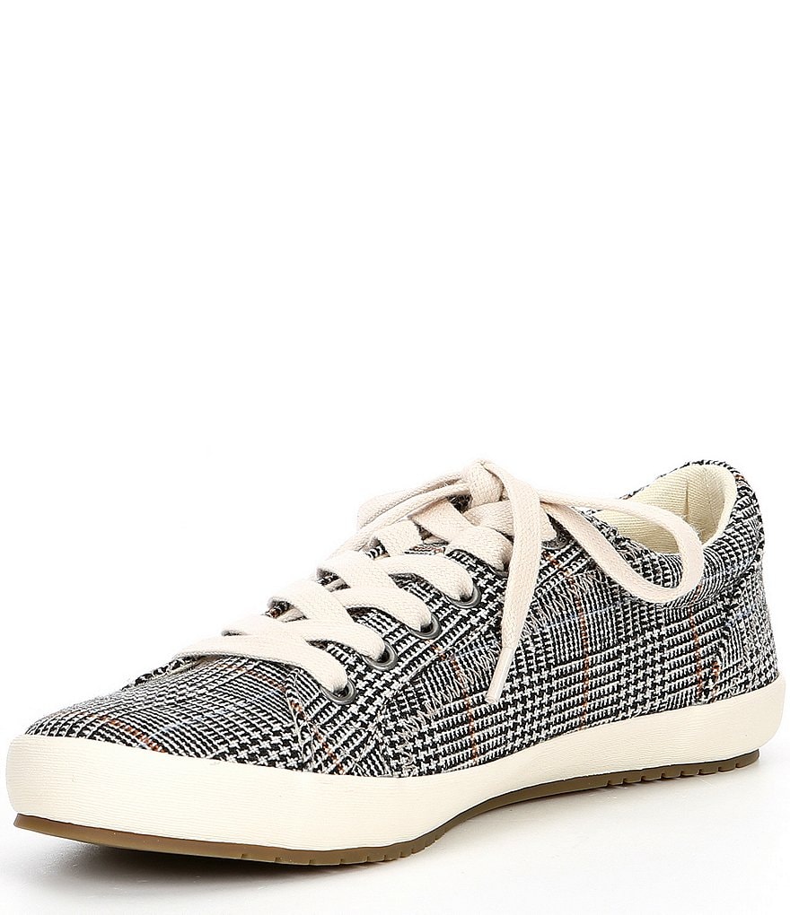 Taos Footwear Star Plaid Print Washed Canvas Lace-Up Sneakers