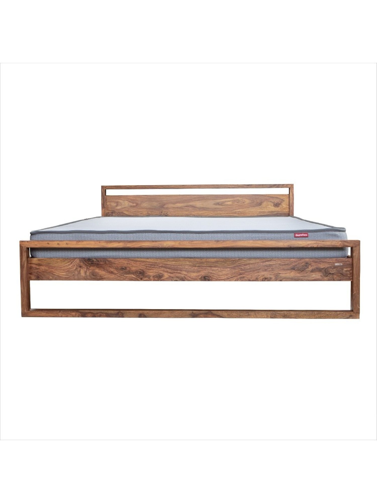 Duroflex Synergy Brown Sheesham Wood King Bed in Stone Finish