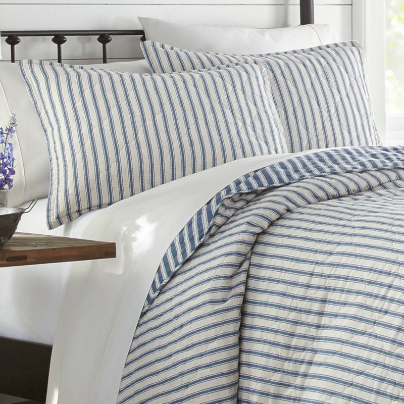 Twin Stone Cottage Willow Way Ticking Stripe Quilt Set - Navy