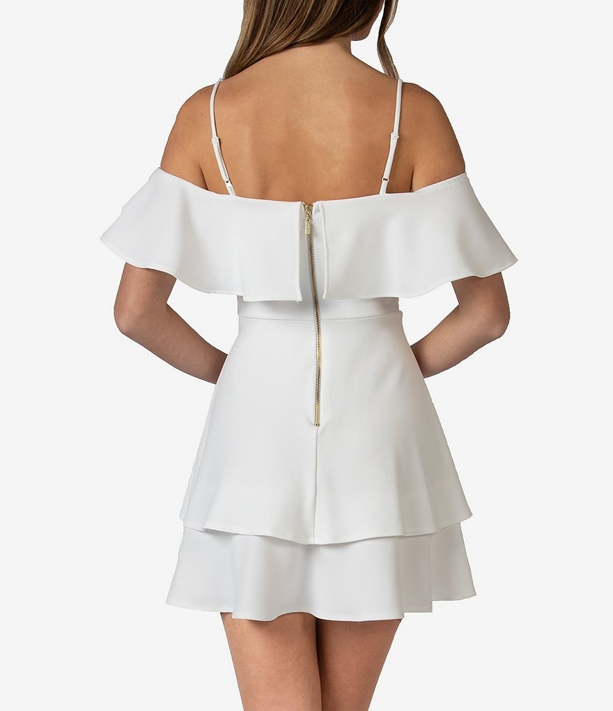 B. Darlin Off-The-Shoulder Pop-Over Skater Dress