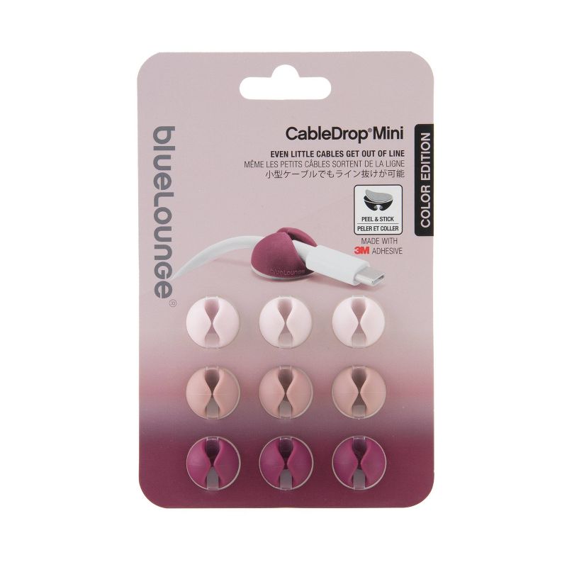 9pk CableDrop Mini Cable Router Clips Ombre Blush - BlueLounge